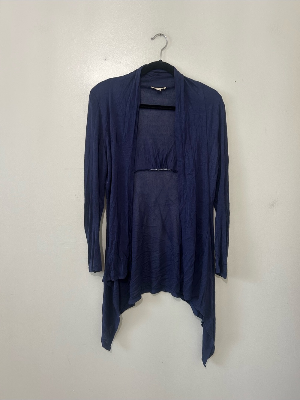 ZENANA OUTFITTERS | Dark Navy Blue Open Drape Cardigan, Size Medium